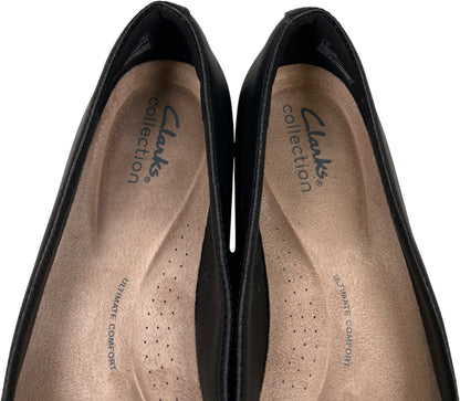 Clarks Collection Women’s Black Leather Natalyn Wish Pointed Low Heel Flats - 8