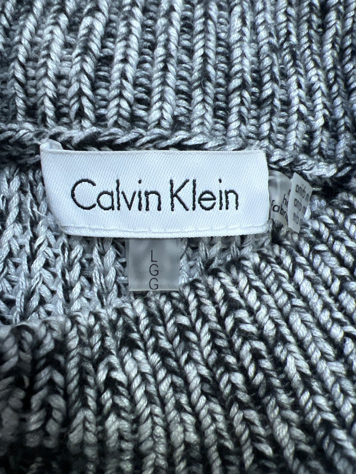 Calvin Klein Women’s Black/White Mock Neck Long Sleeve Knit Sweater - L