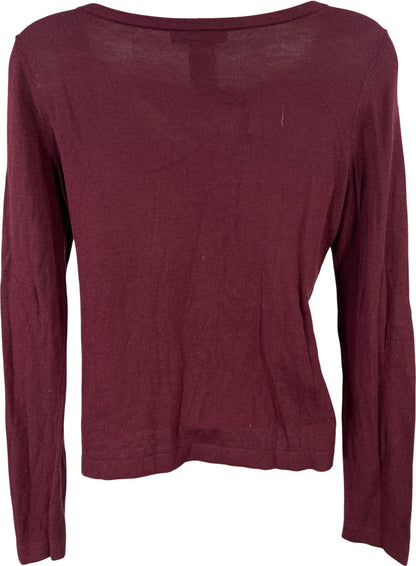 White House Black Market Women’s Burgundy/Red Long Sleeve Cutout Sweater - S