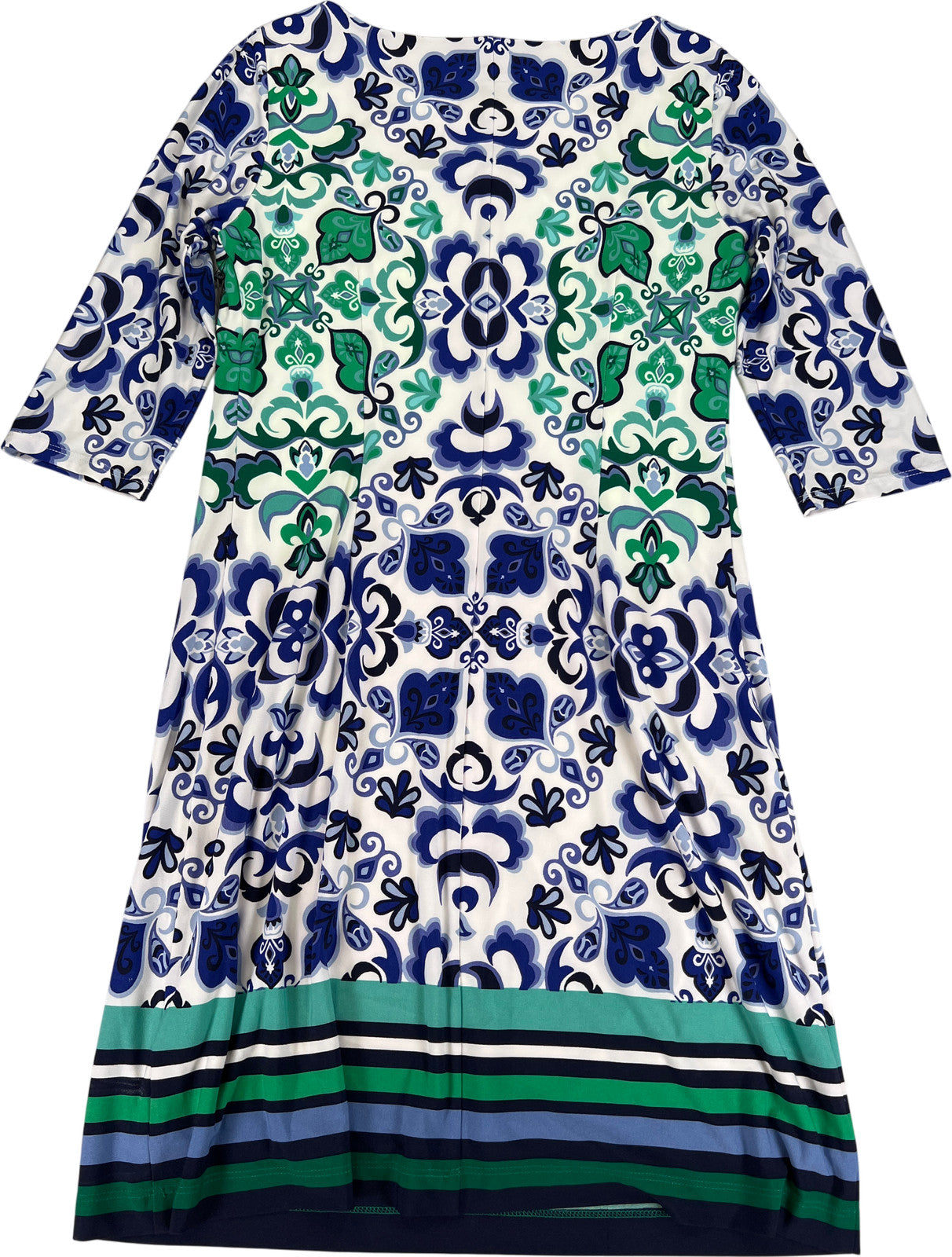 Vince Camuto Women’s Blue/Green Paisley 3/4 Sleeve Shift Dress - 6