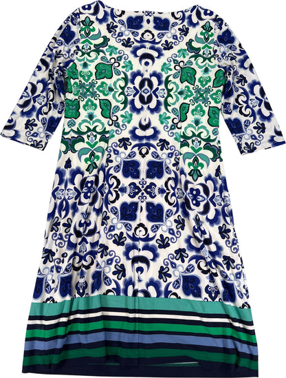 Vince Camuto Women’s Blue/Green Paisley 3/4 Sleeve Shift Dress - 6