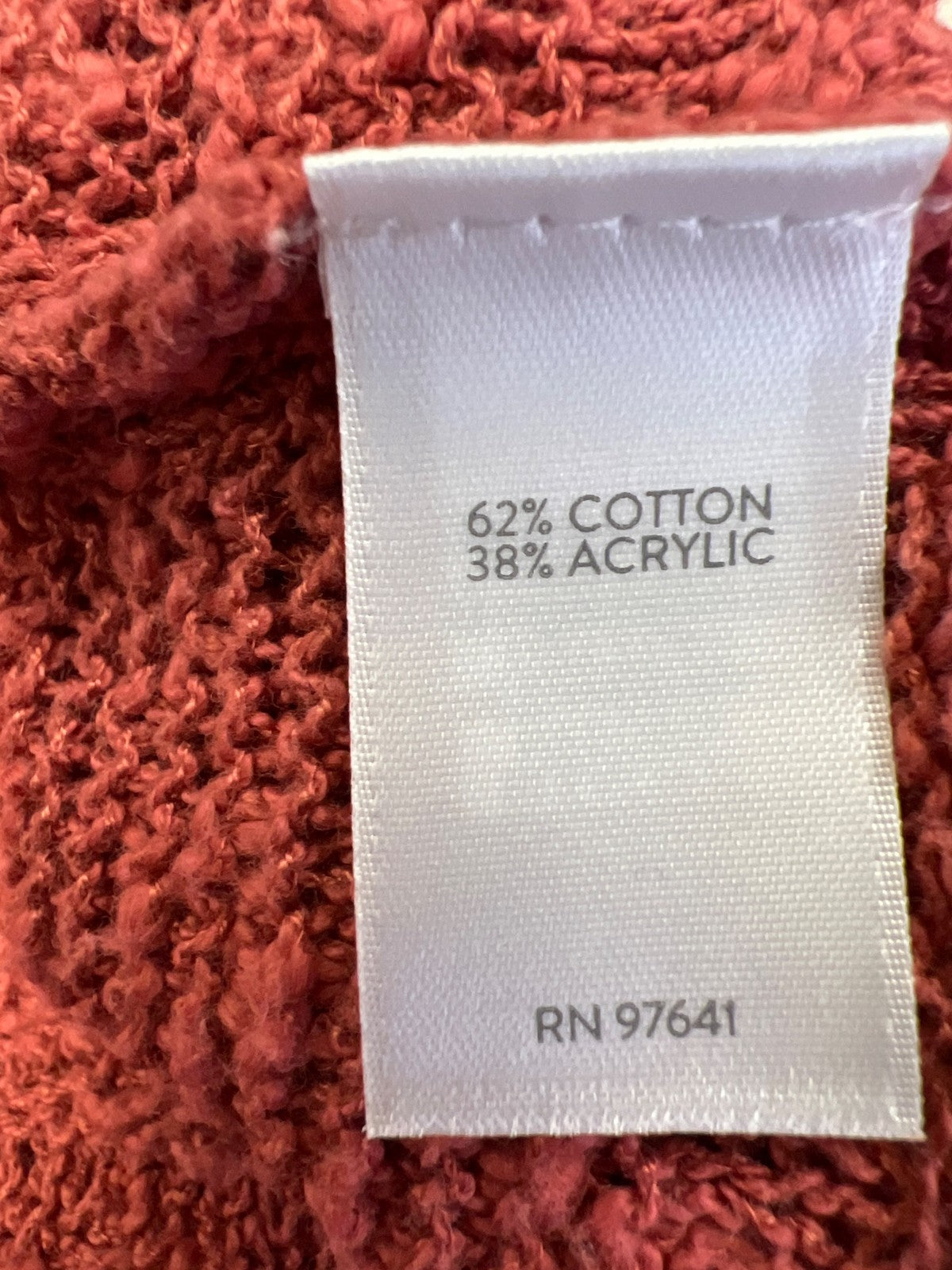 J.Jill Women’s Red/Pink Open Knit Short Sleeve V-Neck Sweater - S