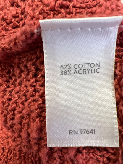 J.Jill Women’s Red/Pink Open Knit Short Sleeve V-Neck Sweater - S