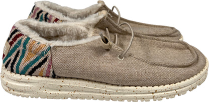 HeyDude Women’s Beige Funk Wool Wendy Lined Slip On Shoes - 8