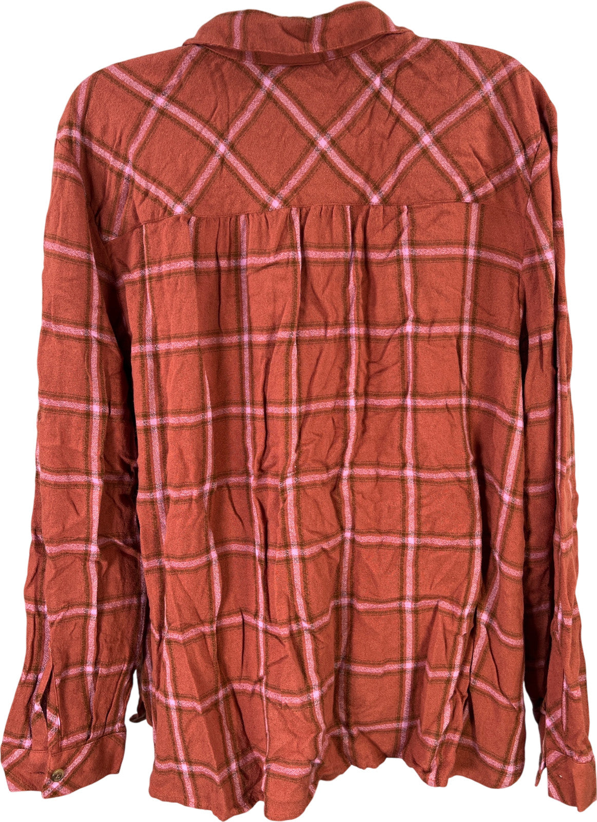 J.Jill Women’s Orange/Pink Plaid 1/2 Button Pullover Blouse - Plus 2X