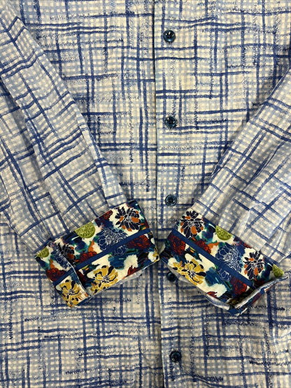 Robert Graham Men's Blue Plaid Long Sleeve Button Up Shirt - 3XL