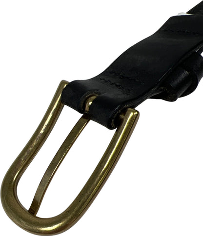 Duluth Trading Women’s Bronze Metal Black Leather Slim Belt - M