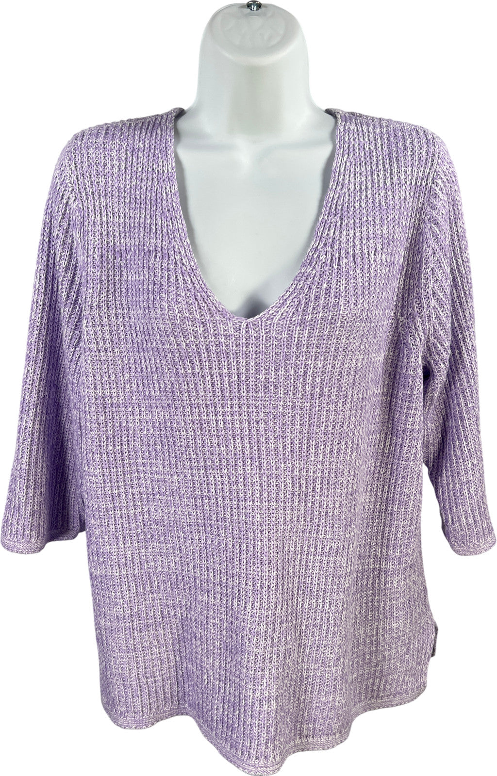 J.Jill Women’s Purple 1/2 Sleeve V-Neck Sweater - L Petite