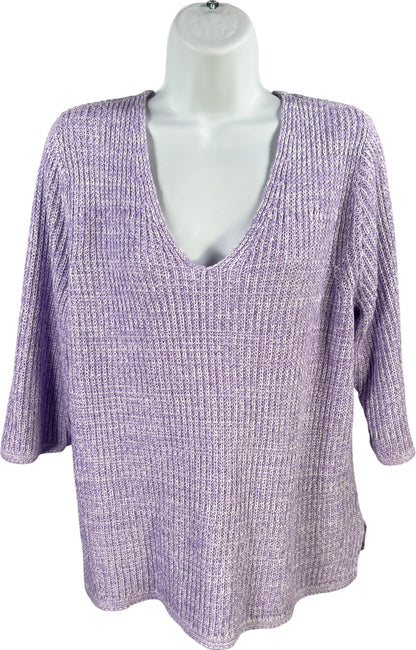 J.Jill Women’s Purple 1/2 Sleeve V-Neck Sweater - L Petite