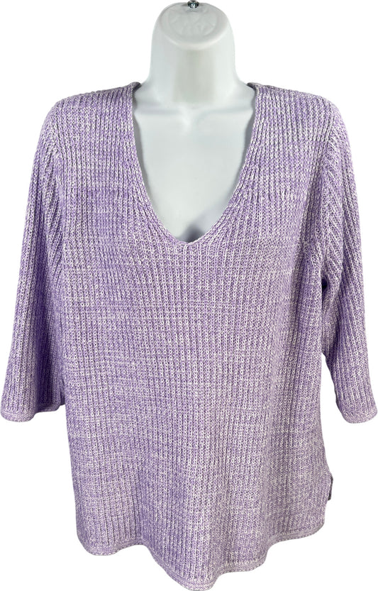 J.Jill Women’s Purple 1/2 Sleeve V-Neck Sweater - L Petite