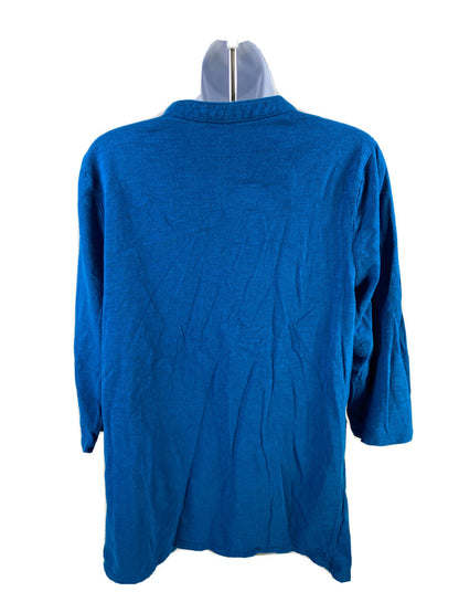 Chico's Women's Blue V-Neck 3/4 Sleeve Ultimate Tee Shirt - 1/US M