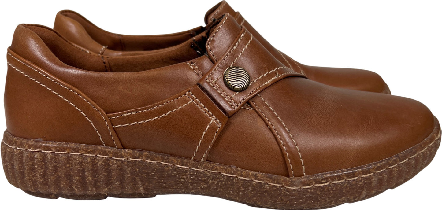 Clarks Collection Women’s Brown Leather Caroline Pearl Walking Shoes - 8