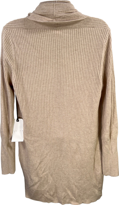 Leith Women’s Beige Ribbed Long Sleeve Open Front Cardigan Sweater - XXS