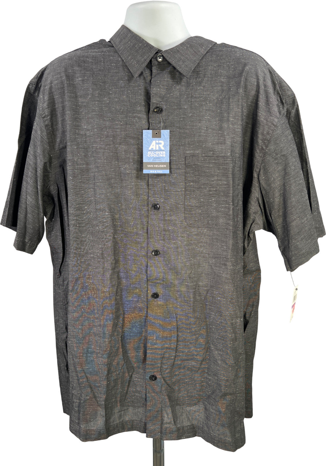 Van Heusen Air Men’s Gray Short Sleeve Button Up Shirt - 2XL Tall