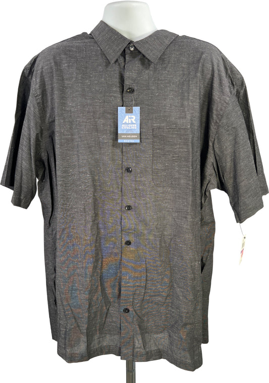 Van Heusen Air Men’s Gray Short Sleeve Button Up Shirt - 2XL Tall