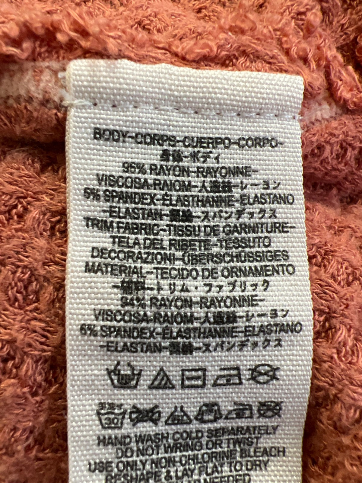 We The Free People Womens Orange/Pink Waffle Knit Long Sleeve Sweater - S Petite