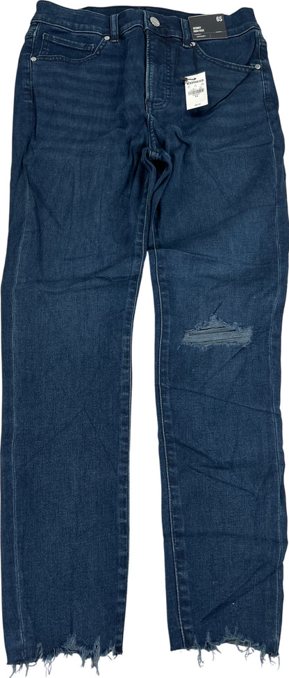 Express Women’s Dark Wash Skinny High Rise Distressed Denim Jeans - 6 Short