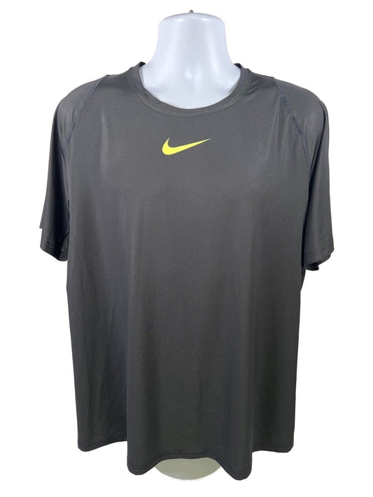 Nike Men's Black/Green Pro Dri-Fit Fitted Short Sleeve Athletic Shirt - XL