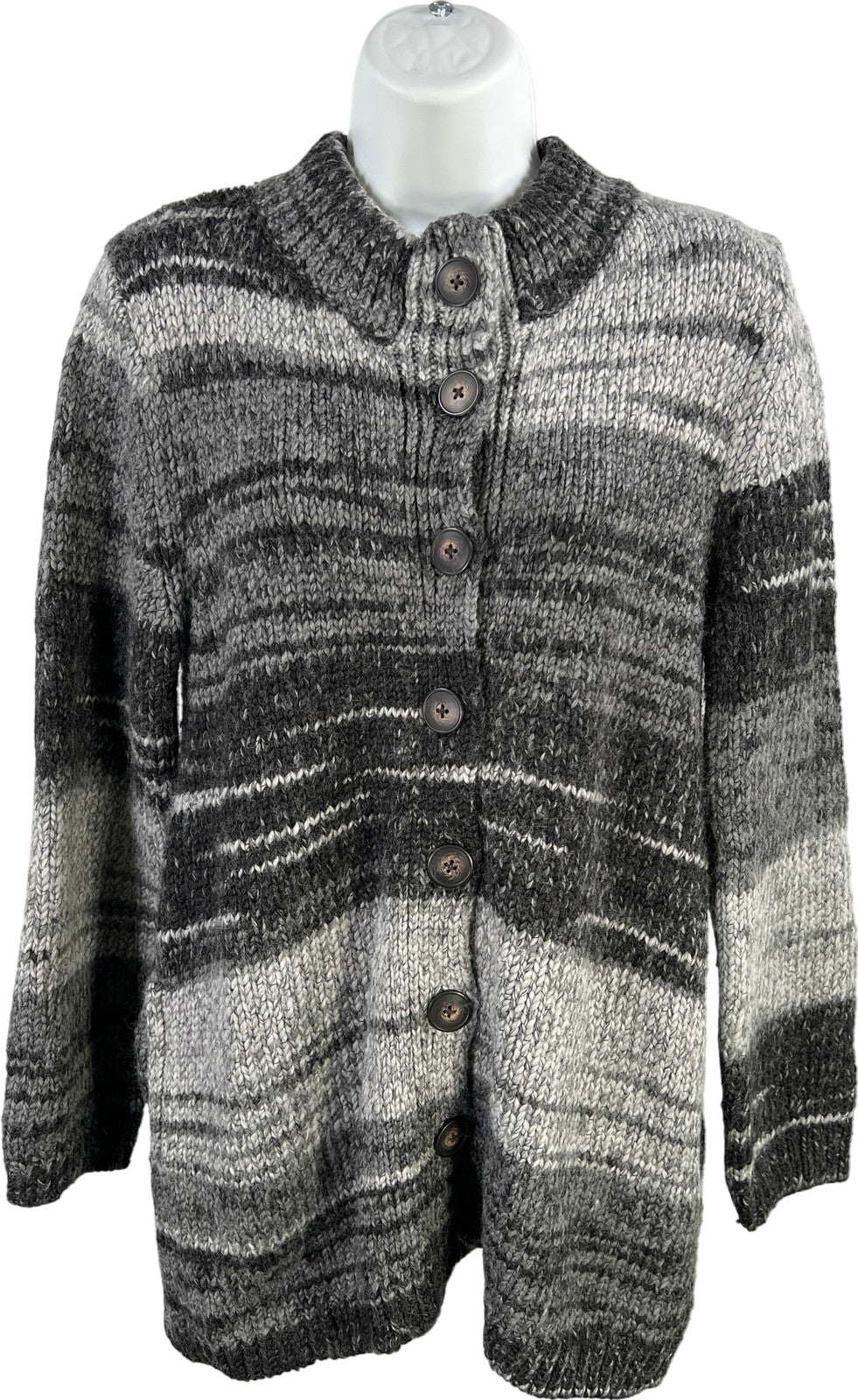 J.Jill Women’s Black/Gray Long Sleeve Button Up Cardigan Sweater - S