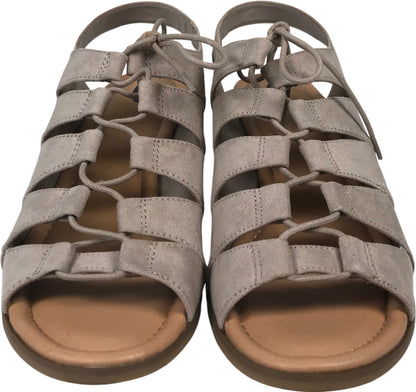 Dr. Schools Women’s Taupe Suede Court Peep Toe Wedge Sandals - 9.5