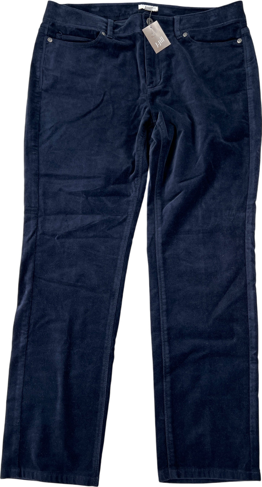 J.Jill Women’s Navy Blue Velveteen/Velour Slim Leg Jeans - 10 Petite