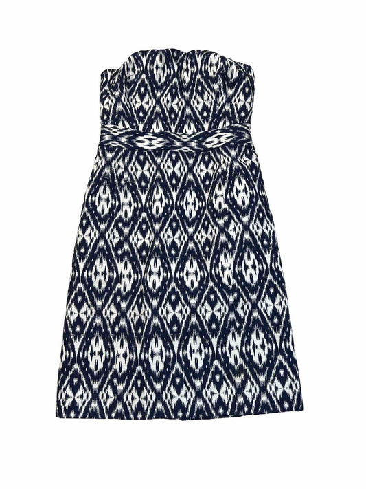 Banana Republic Womens Blue/White Strapless Fit and Flare Dress -0Petite