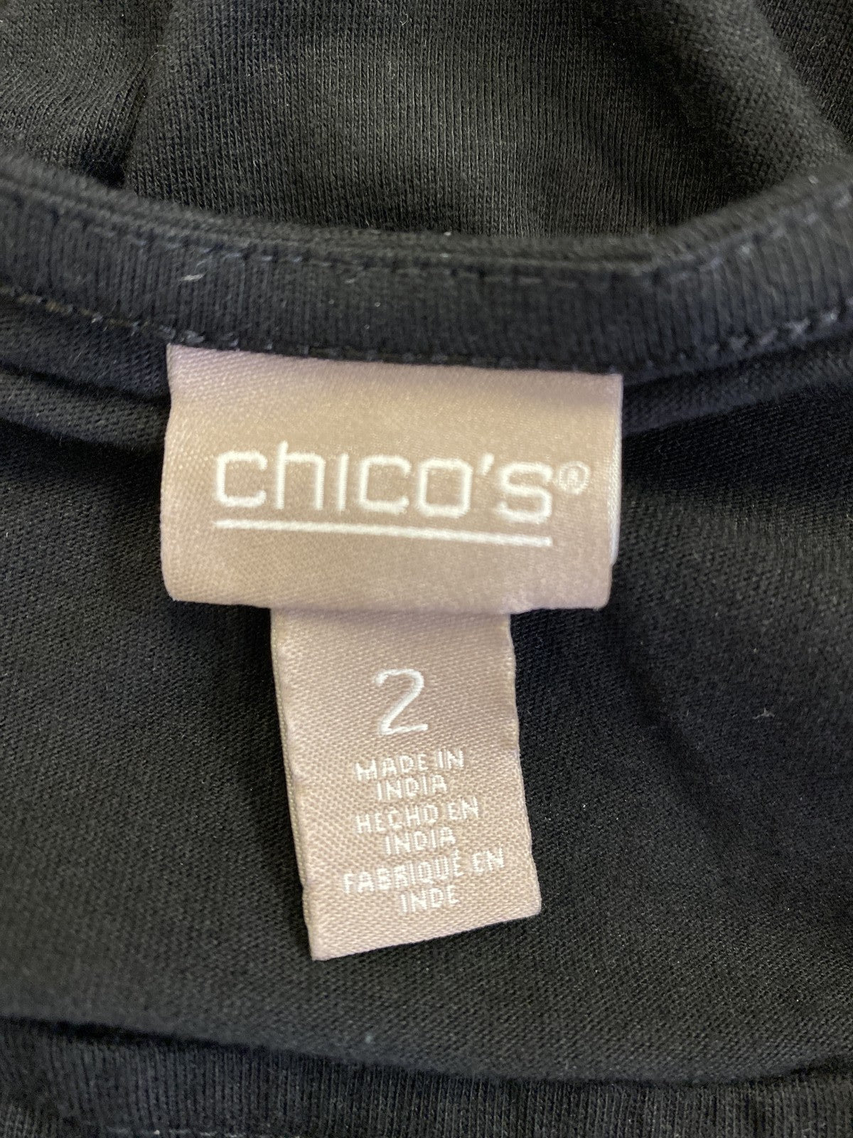 Chico’s Women’s Black Embroidered Cap Sleeve T-Shirt - 2/US L