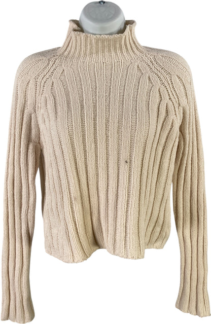 American Eagle Women’s Ivory Soft Plush Mock Neck Cropped Sweater - S