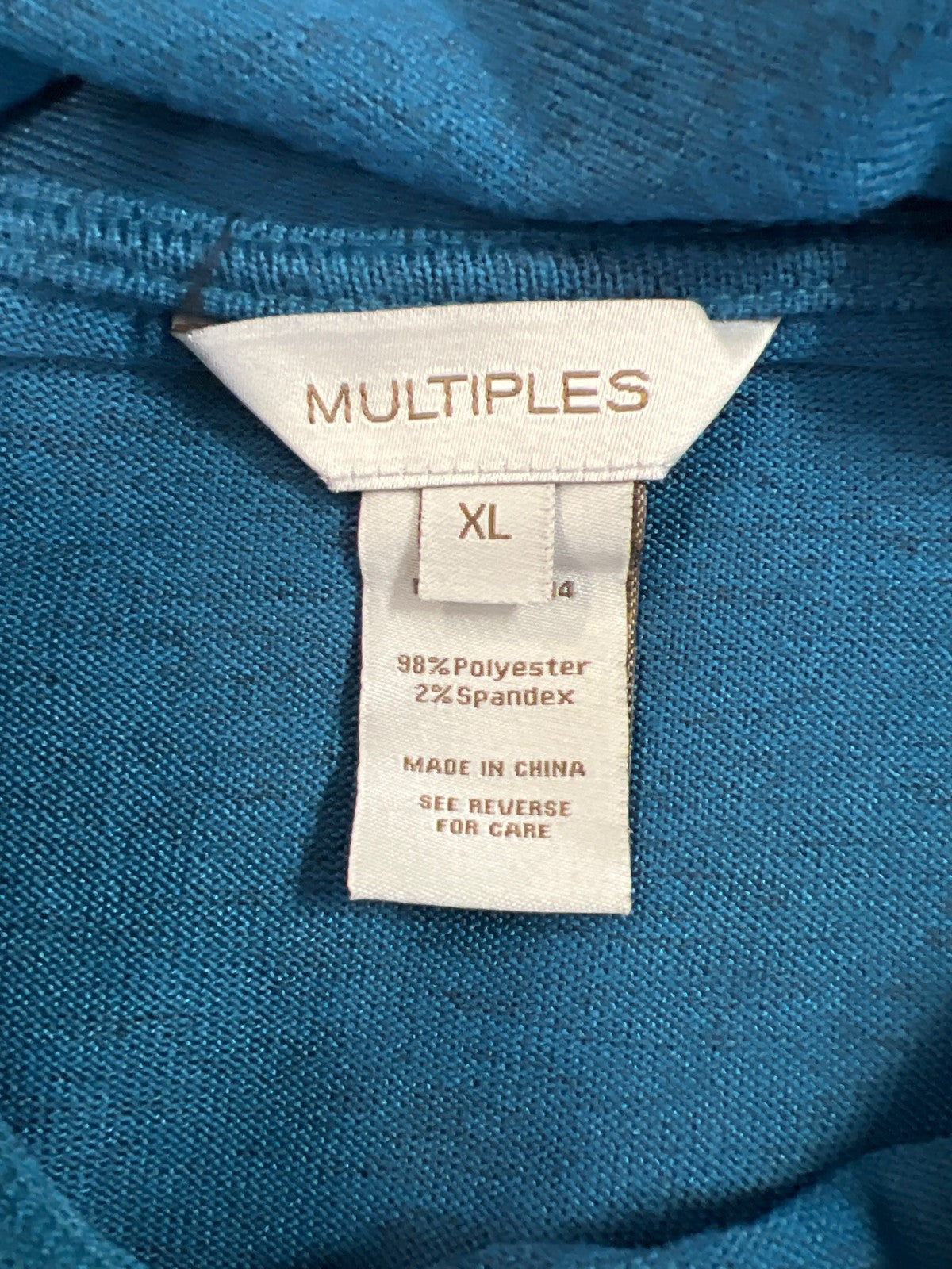 Multiples Women’s Blue Long Sleeve Cowl Neck Sweater - XL