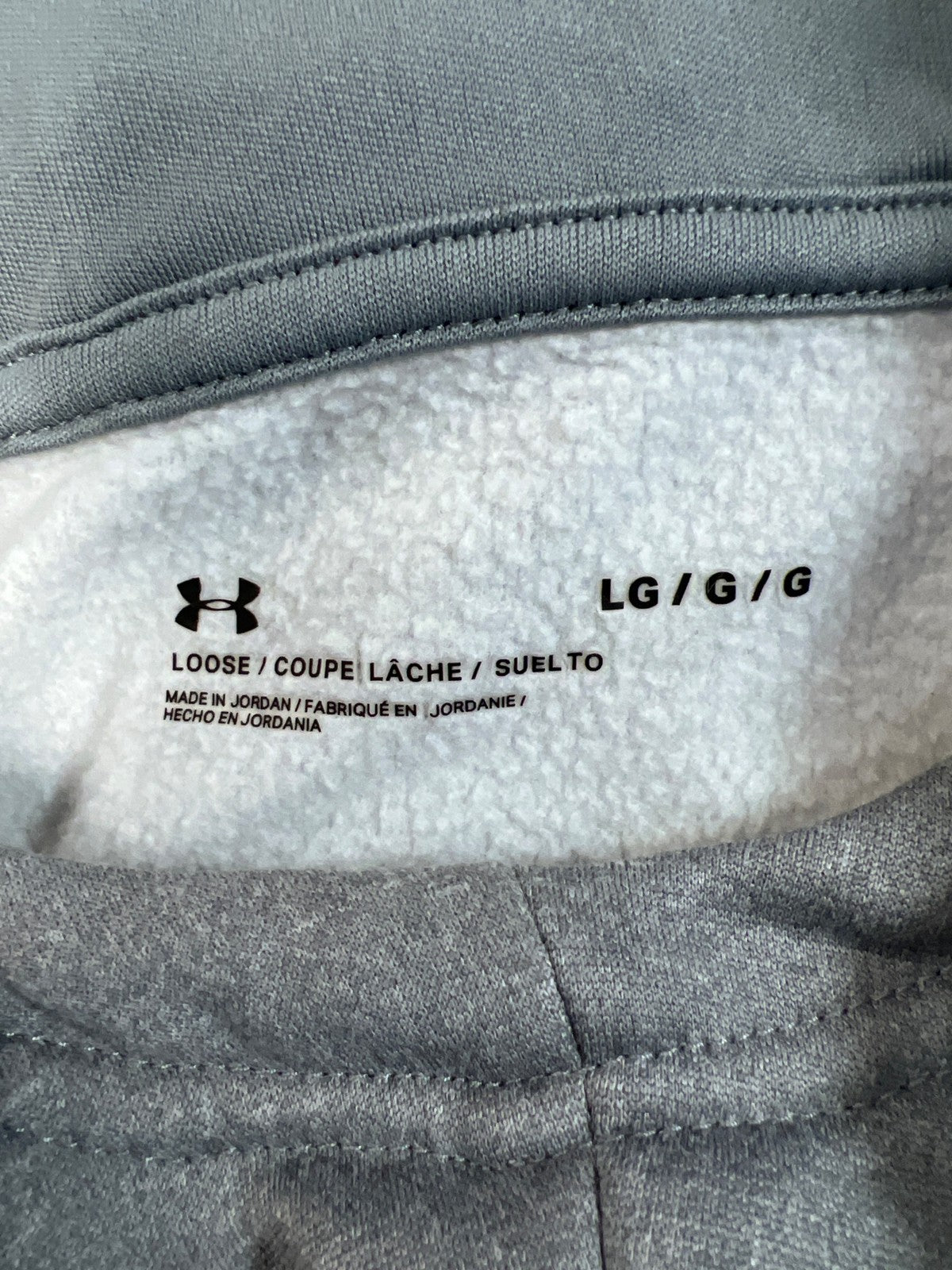 Under Armour Men’s Gray/Blue Fleece Lined Script Pullover Hoodie Sweatshirt - L