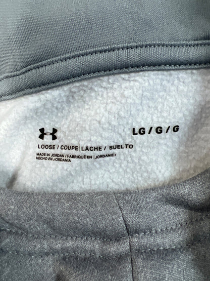 Under Armour Men’s Gray/Blue Fleece Lined Script Pullover Hoodie Sweatshirt - L