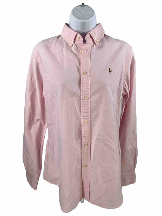 NEW Ralph Lauren Women's Pink Slim Fit Oxford Button Down Shirt - 10