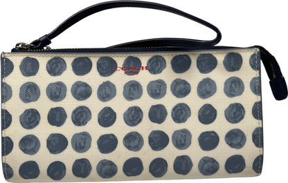 Coach Blue/White Coated Canvas Bleecker Painted Dot Zippy Wristlet Wallet