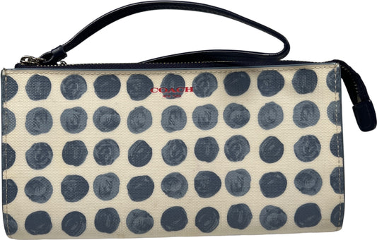 Coach Blue/White Coated Canvas Bleecker Painted Dot Zippy Wristlet Wallet