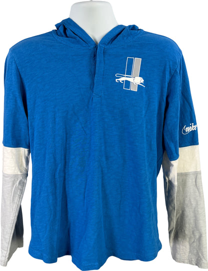 Nike NFL Team Apparel Men’s Blue Detroit Lions Long Sleeve Hooded Shirt - M