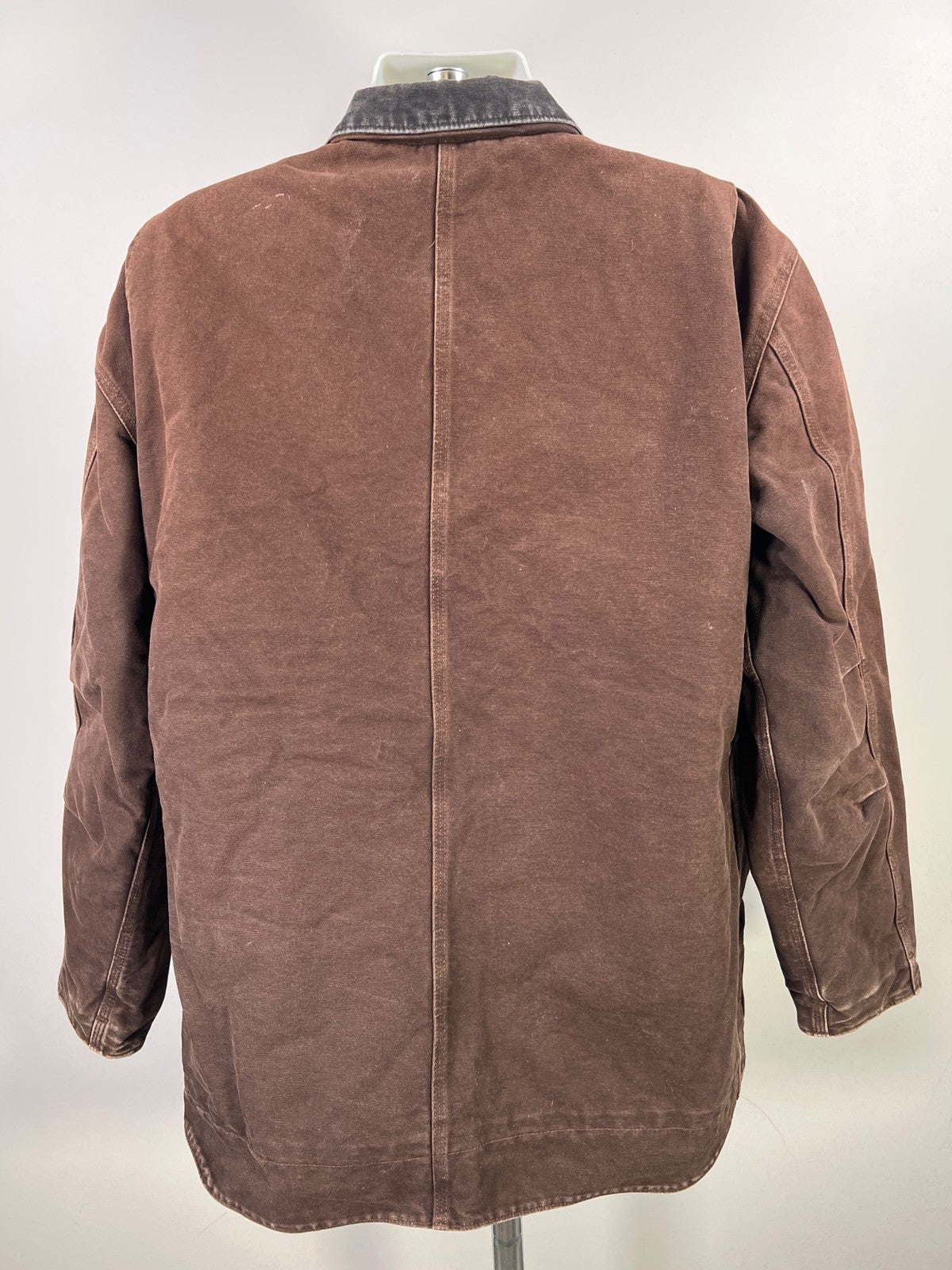 Carhartt Men’s Brown Sherpa Lined Field Duck Work Canvas Jacket - L Tall