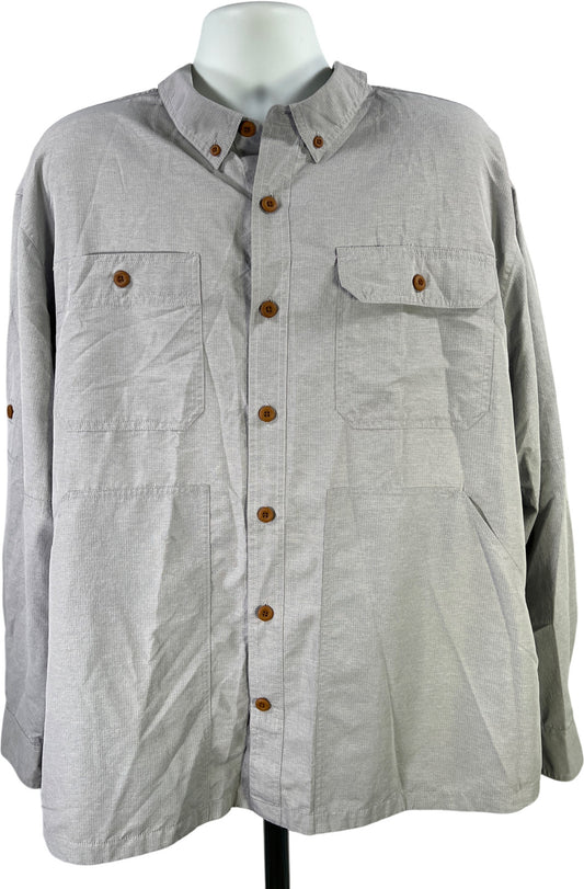 Duluth Trading Men’s Gray/Blue Relaxed Fit Long Sleeve Button Up Shirt - 2XL