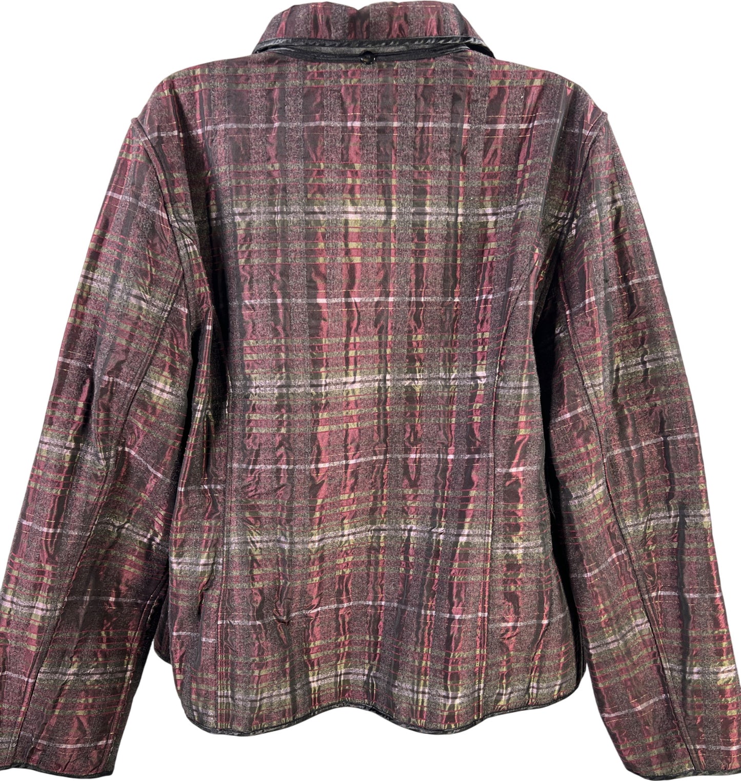 Chico’s Women’s Purple/Gray Plaid Long Sleeve Button Up Basic Jacket - 3/US XL
