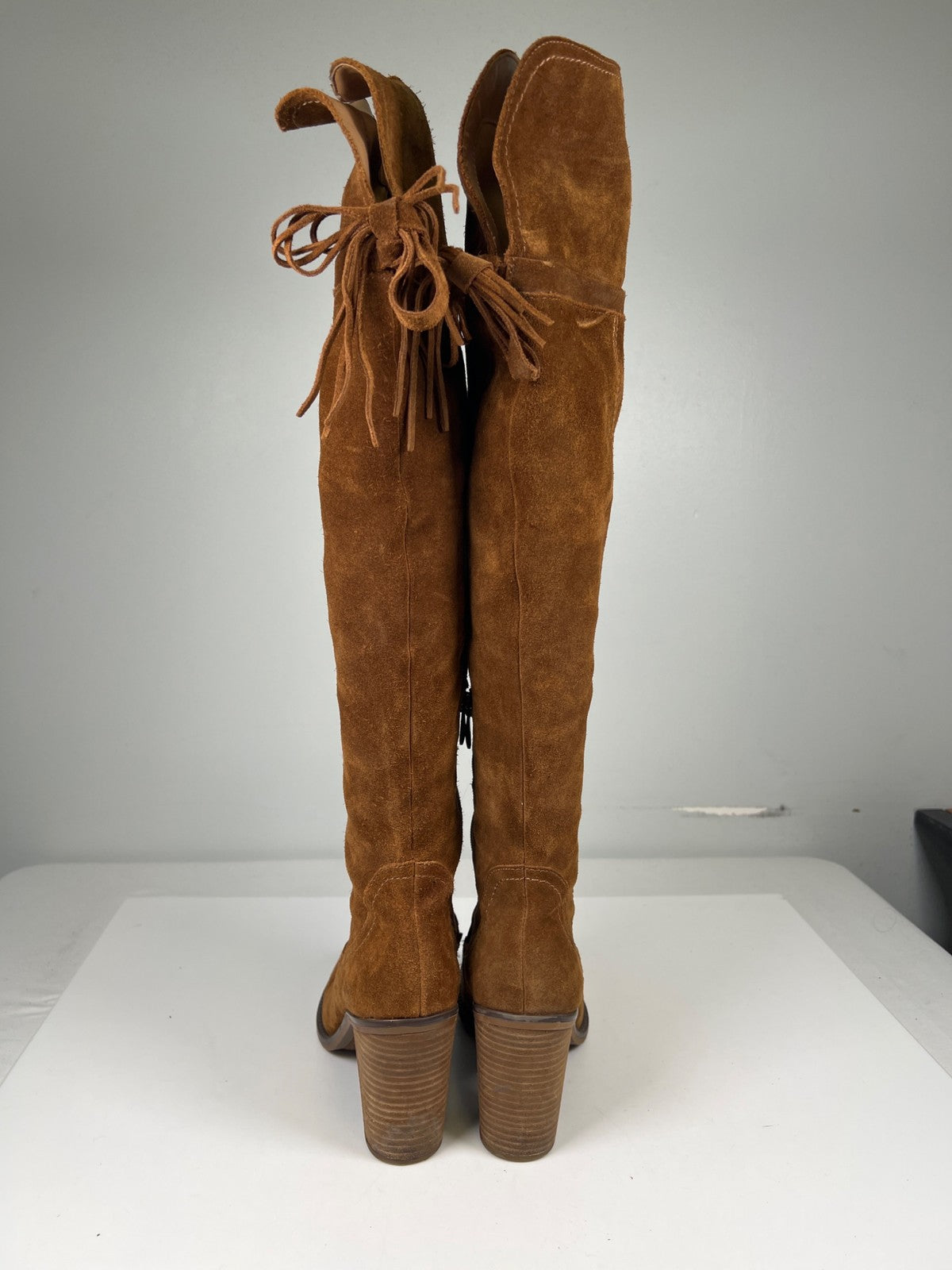 Franco Sarto Women’s Brown Suede Elnora Over The Knee Heeled Boots - 8.5