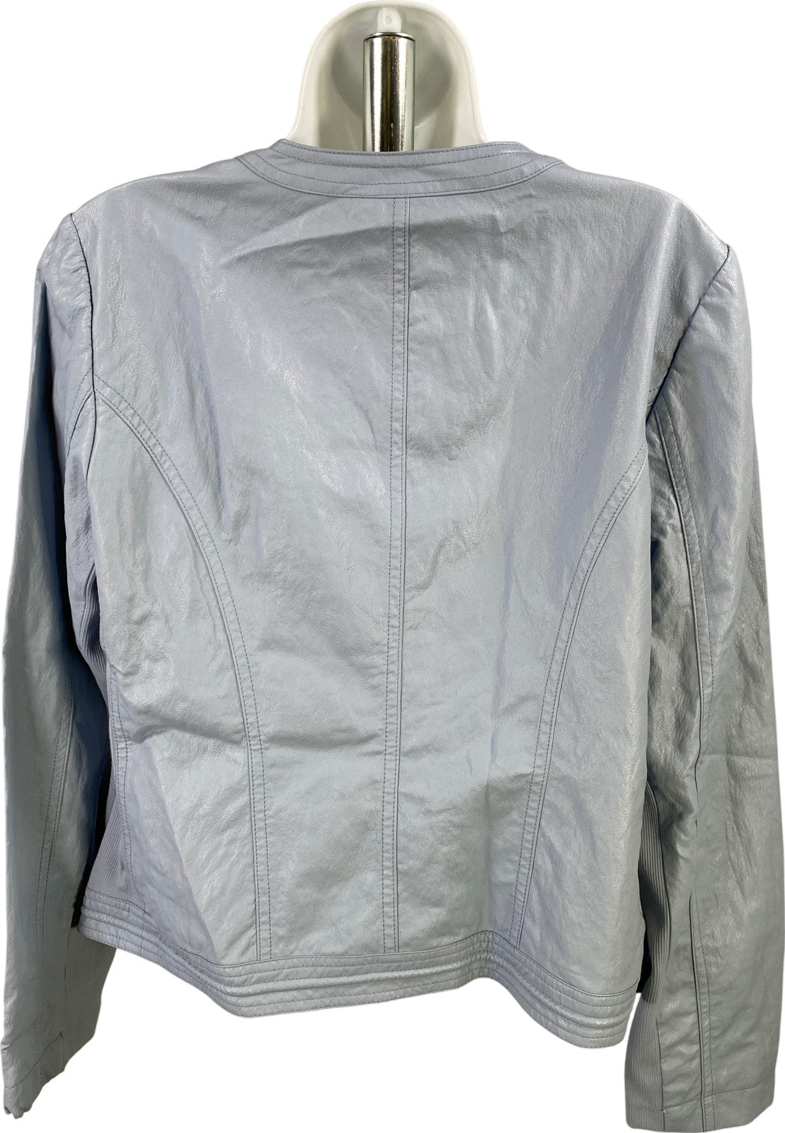 Chico’s Women’s Baby Blue Asymmetrical Zip Moto Jacket - 1/US M