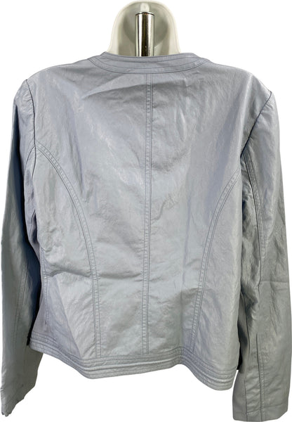 Chico’s Women’s Baby Blue Asymmetrical Zip Moto Jacket - 1/US M