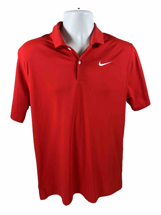 Nike Men's Red Short Sleeve Dri-Fit Golf Polo Shirt - M