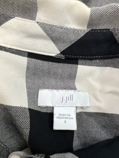 J.Jill Women’s White/Black Plaid Long Sleeve Button Up Shirt - S