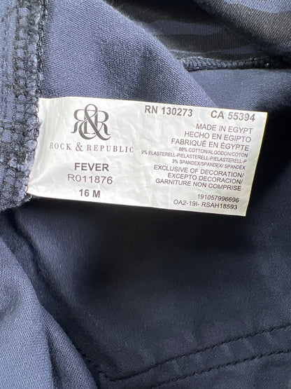 Rock and Republic Women’s Blue Fever Zazzy Zebra Pull On Denim Jeans - 16