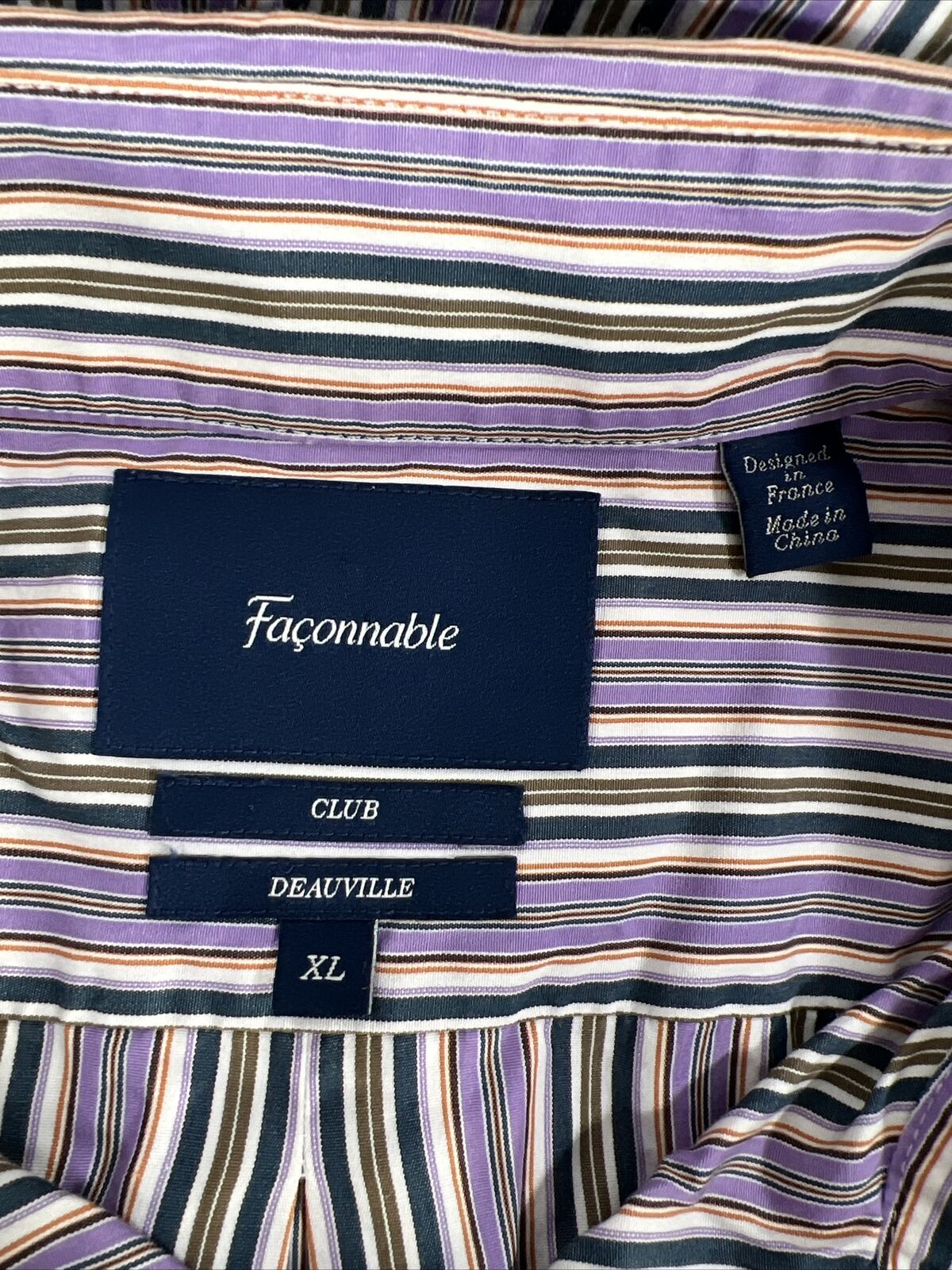 Faconnable Men's Purple Striped Deauville Button Up Dress Shirt - XL