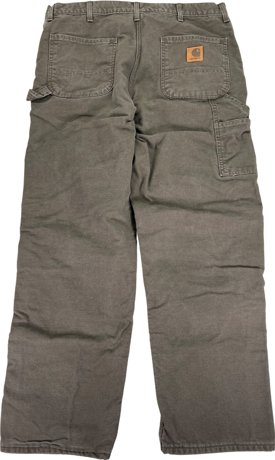 Carhartt Men’s Brown Fleece Lined Loose Fit Canvas Pants - 38x32