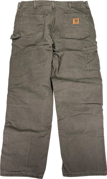 Carhartt Men’s Brown Fleece Lined Loose Fit Canvas Pants - 38x32