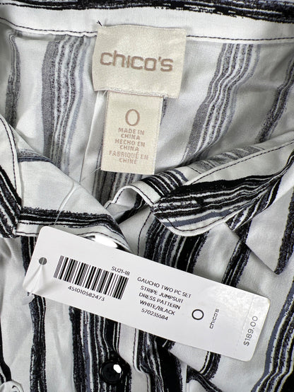 NEW Chico’s Women’s White/Black Gaucho Cropped Jumpsuit Shirt Set - 0/S
