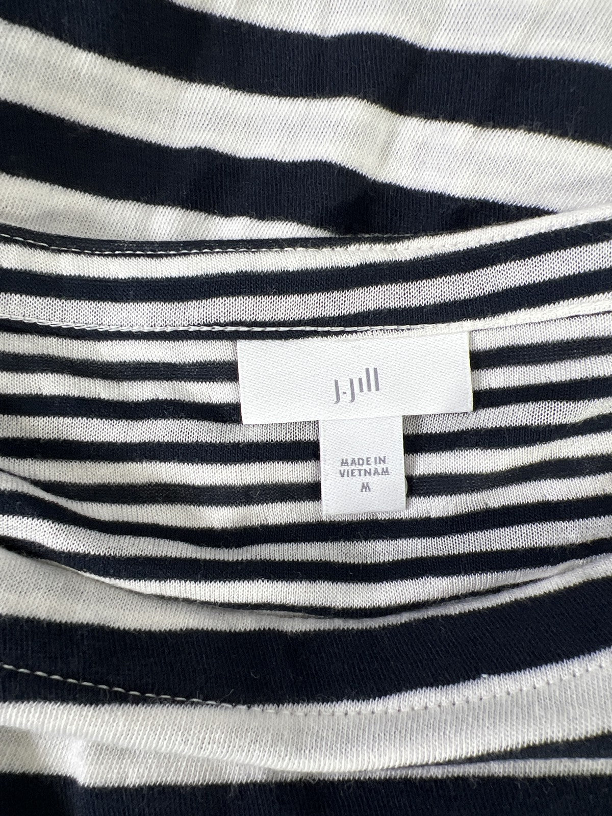 J.Jill Women’s Blue Striped 3/4 Slit Sleeve T-Shirt - M