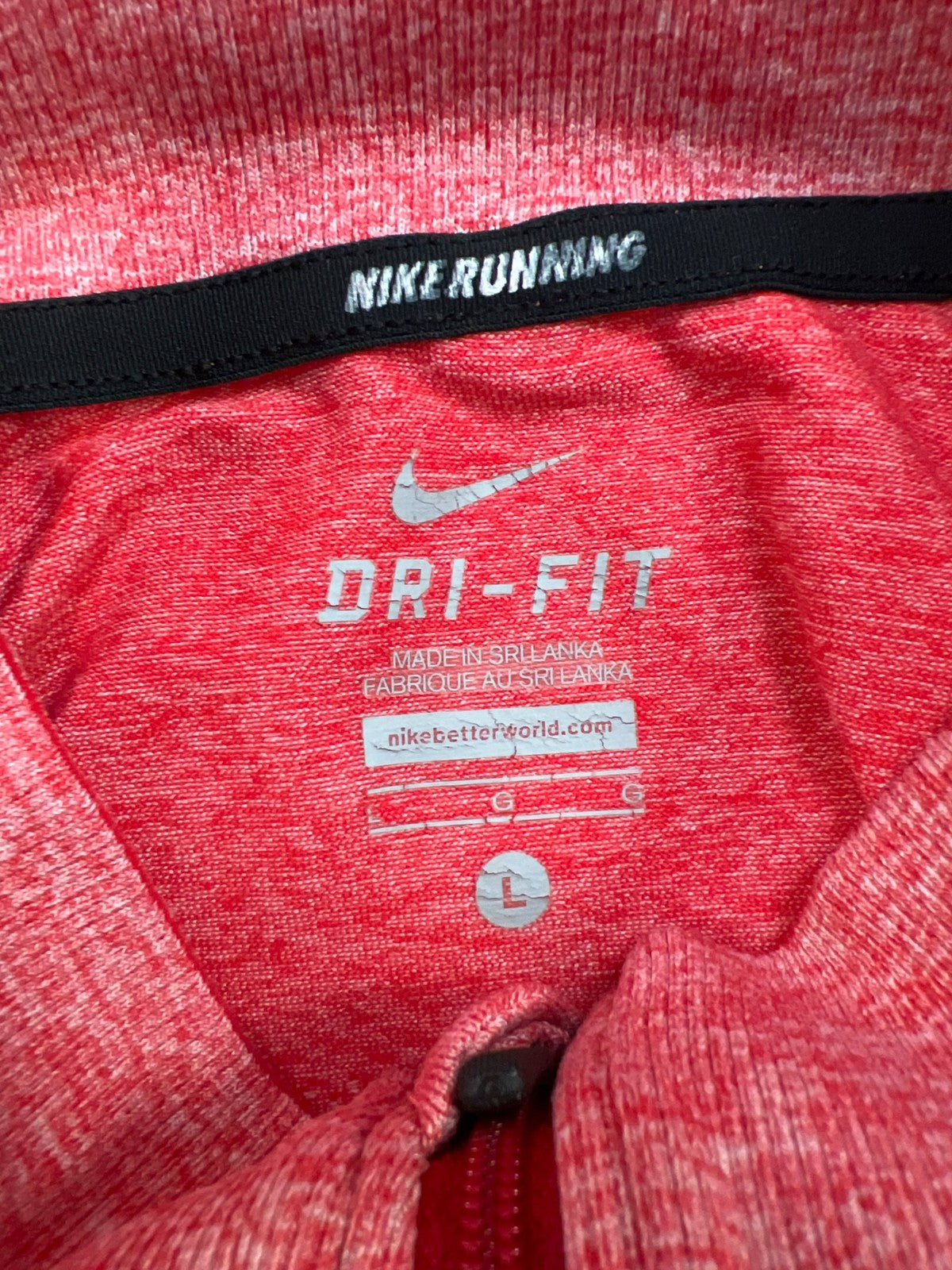 Nike Men’s Red Knit Running 1/2 Zip Pullover Long Sleeve Running Shirt - L